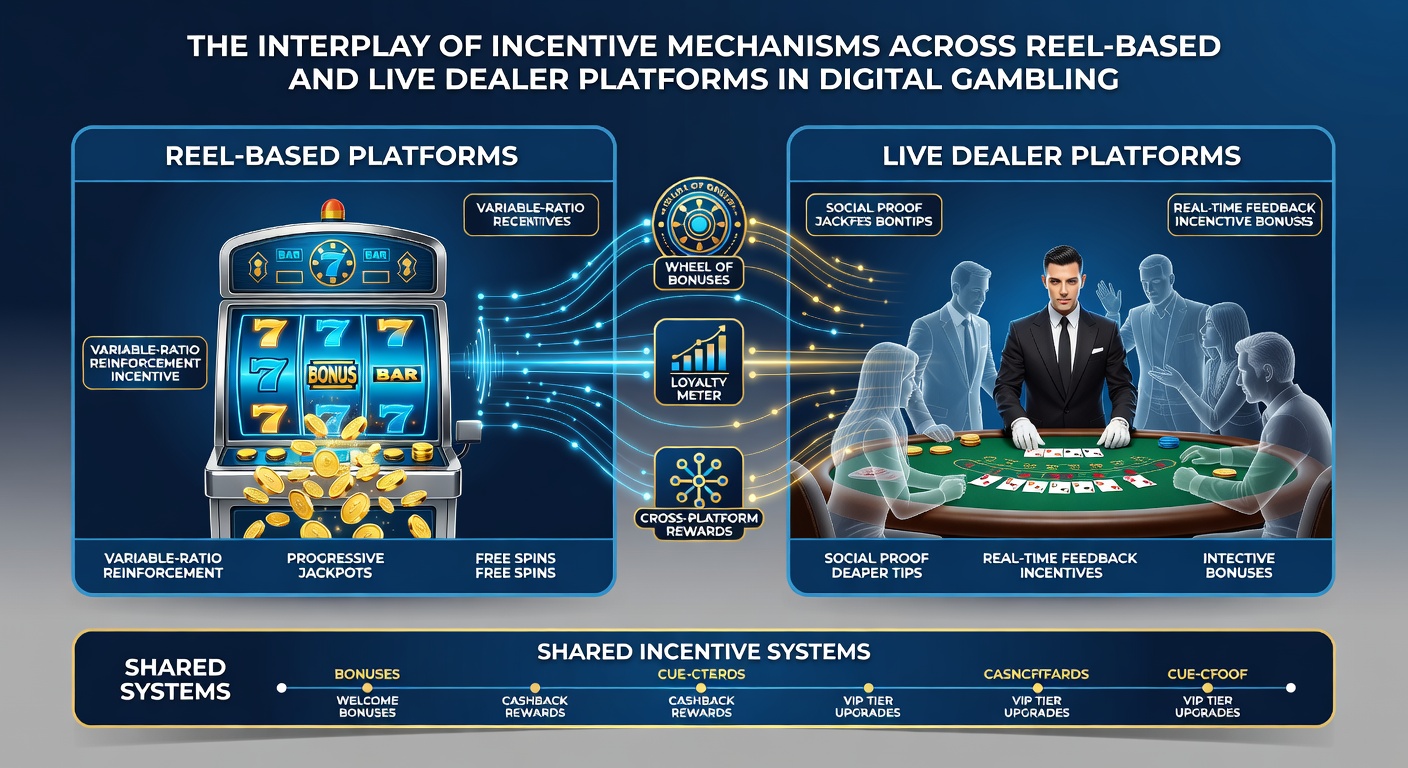 Illustration hybrider Bonusmechanismen zwischen Slots und Live-Dealer-Spielen